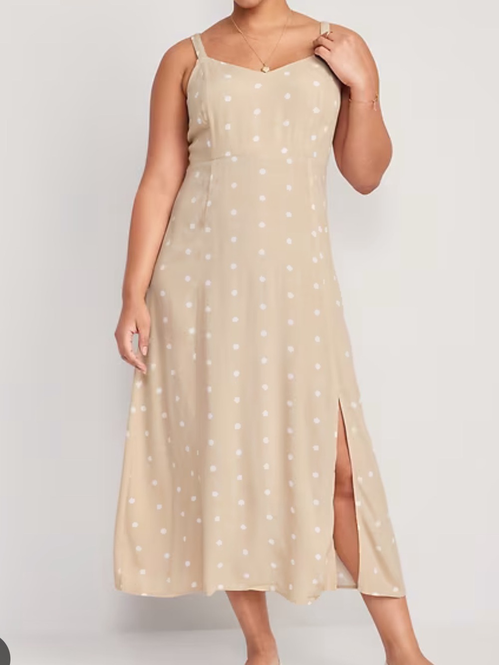 Old Navy Beige Polka Dot Maxi Slip Dress Size Large